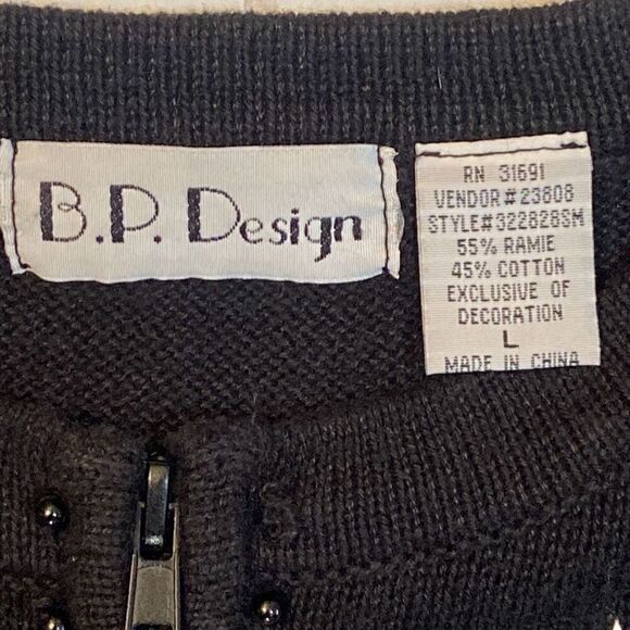 Vintage B.P. Design Christmas Sweater Front Zip Snowmen Long Sleeve Women Large - Picture 2 of 13